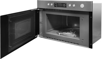Indesit Four micro-ondes Encastrable MWI 5213 IX Stainless Steel Electronique 22 Micro-ondes + gril 750 Perspective open