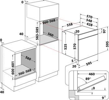 Indesit Four Encastrable IFW 6540 P IX Electrique A Technical drawing