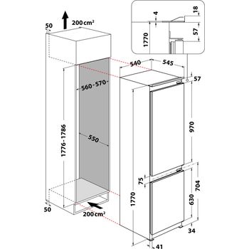 Indesit-Combine-refrigerateur-congelateur-Encastrable-B-18-A1-D-I-1-Blanc-2-portes-Technical-drawing