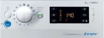Indesit Lave-linge Pose-libre BWBE81484XWFR N Blanc Lave-linge frontal C Control panel