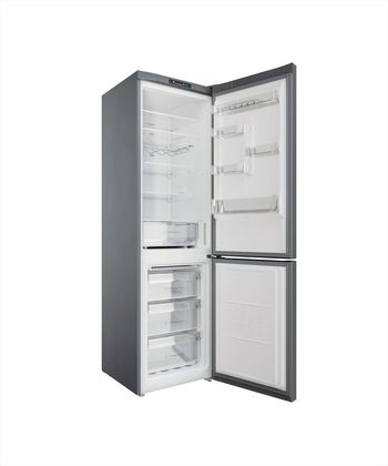 Indesit Combiné réfrigérateur congélateur Pose-libre INFC9 TI22X Inox 2 portes Perspective open