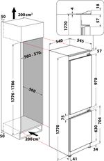 Indesit Combiné réfrigérateur congélateur Encastrable INC18 T332 Blanc 2 portes Technical drawing
