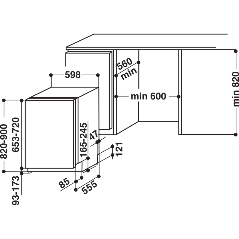 Indesit-Lave-vaisselle-Encastrable-DIF-14B1-EU-Tout-integrable-A-Technical-drawing