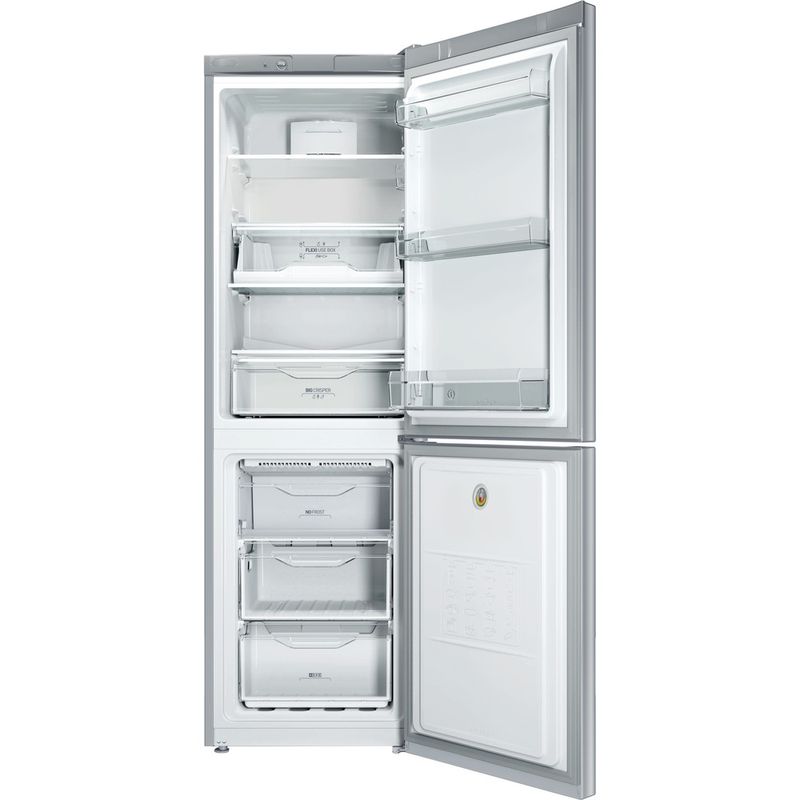 Indesit-Combine-refrigerateur-congelateur-Pose-libre-LI80-FF2-S-B-Argent-2-portes-Frontal-open
