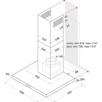 Indesit-Hotte-Encastrable-IHBS-6.4-AM-X-Inox-Mural-Mecanique-Technical-drawing