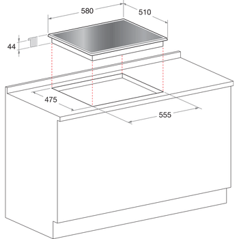 Indesit-Table-de-cuisson-PR-642--I--BK--Noir-GAS-Technical-drawing