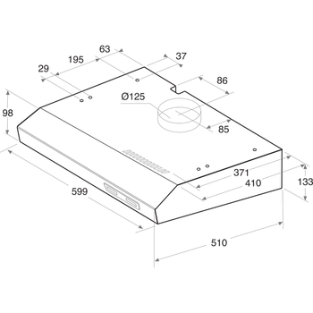 Indesit-Hotte-Encastrable-ISLK-66-AS-W-Blanc-Pose-libre-Mecanique-Technical-drawing