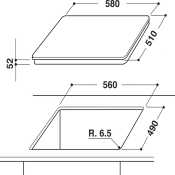 Indesit-Table-de-cuisson-IVIS-631-BL-F-Noir-Induction-vitroceramic-Technical-drawing