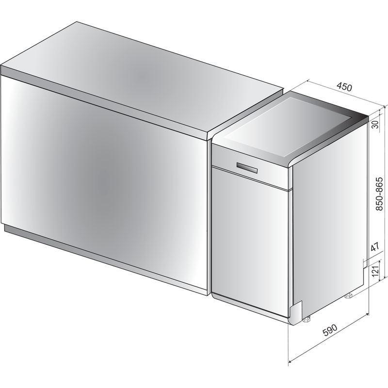 Indesit-Lave-vaisselle-Pose-libre-DSFC-3T117-Pose-libre-A--Technical-drawing