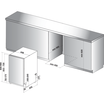 Indesit-Lave-vaisselle-Encastrable-DSIC-3M19-Tout-integrable-A--Technical-drawing