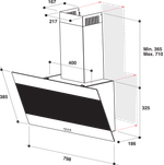 Indesit Hotte Encastrable IHVP 83F LM K Noir Mural Mécanique Technical drawing