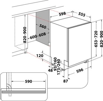 Indesit Lave-vaisselle Encastrable DIO 3T131 A FE Tout intégrable D Technical drawing