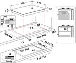 Indesit Table de cuisson ING 72T/BK Noir GAS Technical drawing