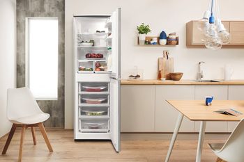 Indesit Combiné réfrigérateur congélateur Pose-libre CAA 55 NX 1 Inox 2 portes Lifestyle frontal open