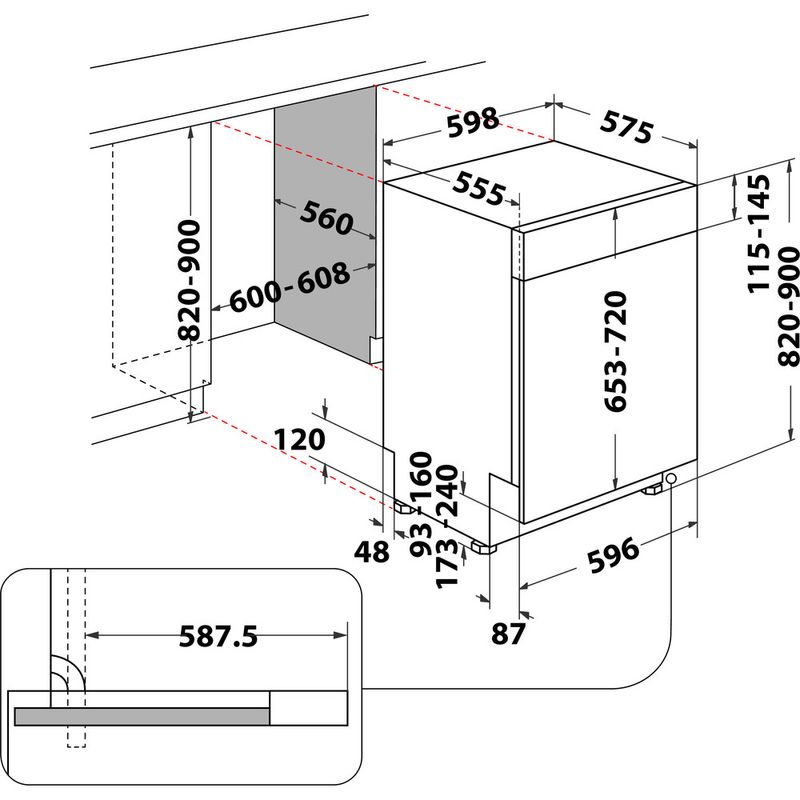 Indesit-Lave-vaisselle-Encastrable-DBC-3C26-X-Semi-integre-E-Technical-drawing