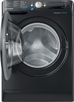 Indesit-Lave-linge-Pose-libre-BWE91285XKFRN-Noir-Lave-linge-frontal-B-Frontal-open