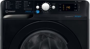 Indesit Lave-linge Pose-libre BWE91285XKFRN Noir Lave-linge frontal B Control panel