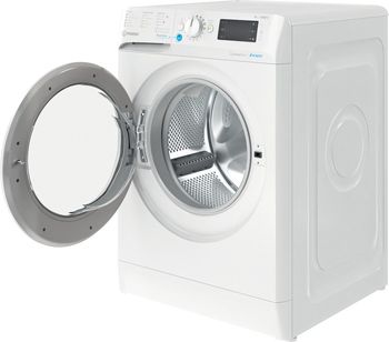 Indesit Lave-linge Pose-libre BWEW81285XWFR N Blanc Lave-linge frontal B Perspective open