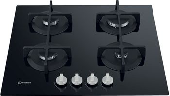 Indesit Table de cuisson ING 61T/BK Noir GAS Frontal top down