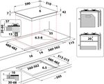 Indesit Table de cuisson ING 61T/BK Noir GAS Technical drawing