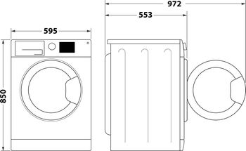 Indesit Lave-linge Pose-libre MTWE 71484 W FR Blanc Lave-linge frontal C Technical drawing