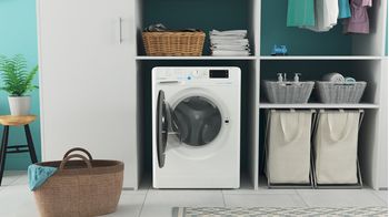 Indesit-Lavante-sechante-Pose-libre-BDE-96435-9WB-FR-Blanc-Lave-linge-frontal-Lifestyle-frontal-open