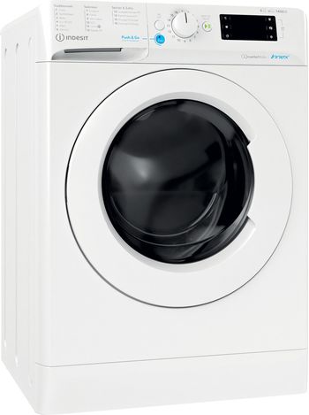 Indesit Lavante-séchante Pose-libre BDE 86435 9W FR Blanc Lave-linge frontal Perspective