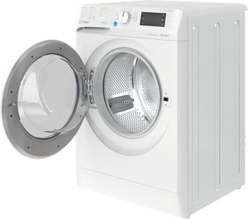 Indesit Lavante-séchante Pose-libre BDE 86435 9W FR Blanc Lave-linge frontal Perspective open