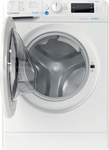 Indesit Lavante-séchante Pose-libre BDE 86435 9W FR Blanc Lave-linge frontal Frontal open