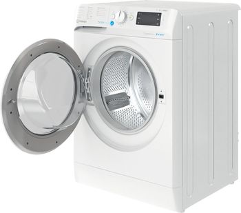 Indesit Lavante-séchante Pose-libre BDE 76435 9W FR Blanc Lave-linge frontal Perspective open