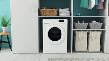Indesit Lavante-séchante Pose-libre BDE 76435 9W FR Blanc Lave-linge frontal Lifestyle frontal