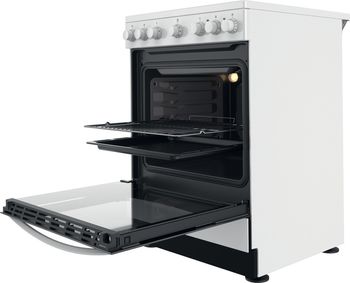 Indesit Cuisinière IS67V5PCW/E Blanc Electrique Perspective open