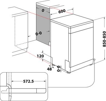 Indesit Lave-vaisselle Pose-libre D2F HK26 S Pose-libre E Technical drawing