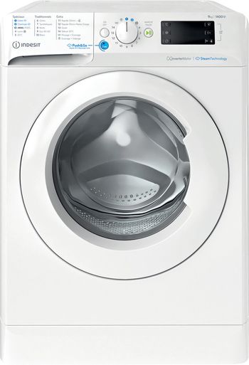 Indesit-Lave-linge-Pose-libre-BWE-91496X-WV-FR-Blanc-Lave-linge-frontal-A-Frontal