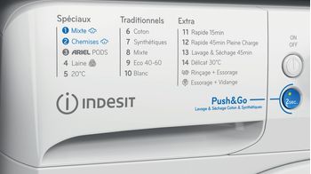 Indesit Lavante-séchante Pose-libre BDE 86435 WV FR Blanc Lave-linge frontal Program