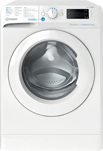 Indesit Lave-linge Pose-libre BWEJ111496XWVFR Blanc Lave-linge frontal A Frontal