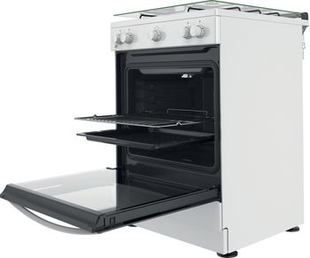 Indesit Cuisinière IS67G1KMW/E/1 Blanc GAS Perspective open