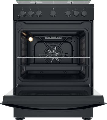 Indesit Cuisinière IS67M5PCB/FR/1 Noir Mixte Frontal open