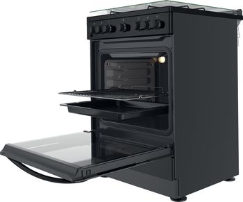 Indesit Cuisinière IS67M5PCB/FR/1 Noir Mixte Perspective open