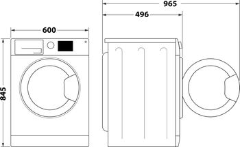 Indesit Lave-linge Pose-libre IMD 762 MY TIME FR Blanc Lave-linge frontal A Technical drawing