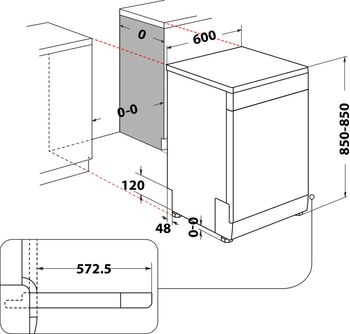 Indesit Lave-vaisselle Pose-libre I3F L634O S Pose-libre D Technical drawing