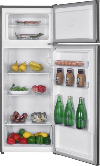 Indesit-Combine-refrigerateur-congelateur-Pose-libre-I55T0-412S-Argent-2-portes-Lifestyle-frontal-open