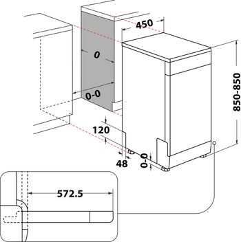 Indesit Lave-vaisselle Pose-libre IN2FD10CS70W Pose-libre D Technical drawing