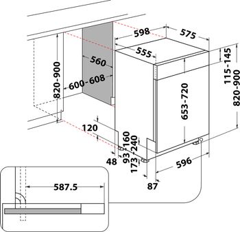 Indesit Lave-vaisselle Encastrable IN2PC14BN70B Semi-intégré C Technical drawing