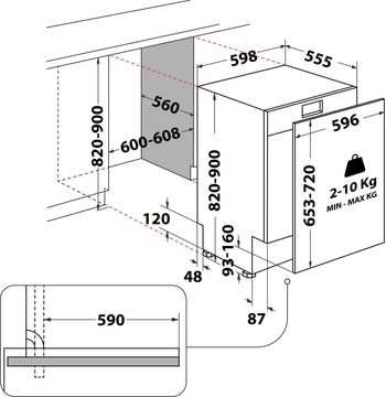 Indesit Lave-vaisselle Encastrable IN2IFC14BN6 Tout intégrable C Technical drawing