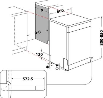 Indesit Lave-vaisselle Pose-libre I0FD561W Pose-libre A Technical drawing